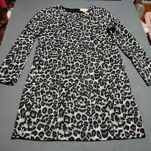 Michael Kors Dress Ladies 14 Gray/Black Animal Print Lined Long Sleeve Zippers